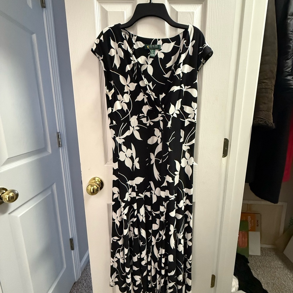 Lauren Ralph Lauren Black and White Midi Dress